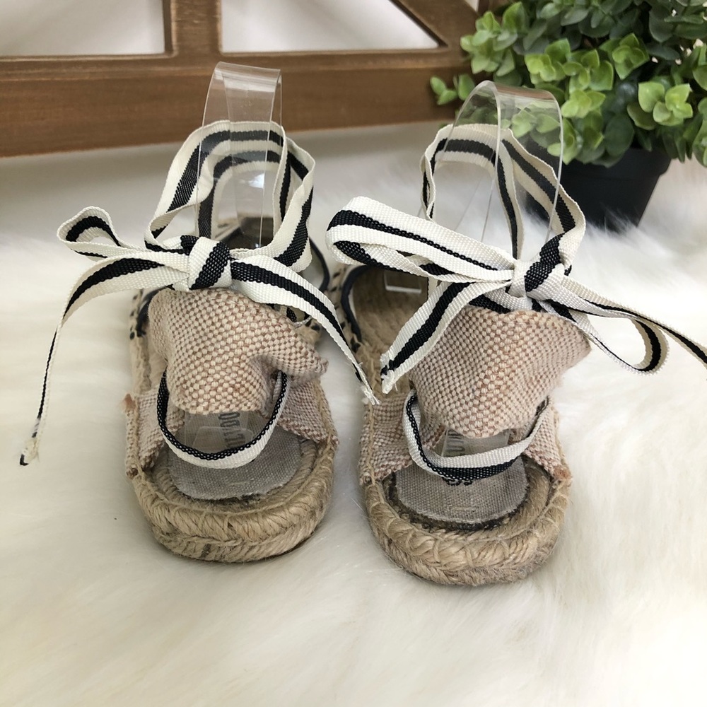 Soludos l Stripped Black Cream Lace Up Espadrille - Picture 4 of 9